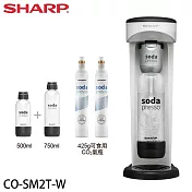 SHARP 夏普 Soda Presso氣泡水機 2水瓶+2氣瓶-洋蔥白 CO-SM2T-W