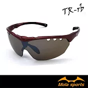 MOLA 摩拉運動太陽眼鏡 抗紫外線 紅框 茶片 鼻墊可調整  男女 UV400 TR-rb