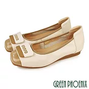 【GREEN PHOENIX】女 娃娃鞋 包鞋 平底 便鞋 通勤 上班 方頭 韓國 JP24 杏色