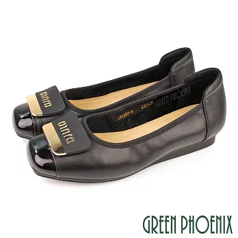 【GREEN PHOENIX】女 娃娃鞋 包鞋 平底 便鞋 通勤 上班 方頭 韓國 JP24 黑色