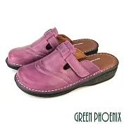 【GREEN PHOENIX】女 穆勒鞋 前包後空 包頭拖鞋 半拖鞋 懶人拖鞋 厚底 台灣製 EU35 紫色