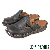 【GREEN PHOENIX】女 穆勒鞋 前包後空 包頭拖鞋 半拖鞋 懶人拖鞋 厚底 台灣製 EU35 黑色