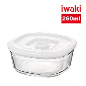 【iwaki】日本品牌耐熱玻璃微波密封保鮮盒 方形白蓋-260ml(原廠總代理)