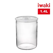【iwaki】日本品牌耐熱玻璃微波密封保鮮罐 圓形白蓋-1.4L(原廠總代理)