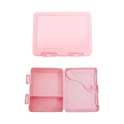 《Premier》附叉匙長方便當盒(櫻粉18cm) | 環保餐盒 保鮮盒 午餐盒 飯盒