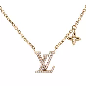 LV Iconic 標誌及花卉水晶項鍊 (金色)