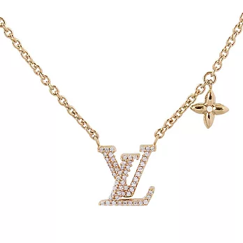 LV Iconic 標誌及花卉水晶項鍊 (金色)