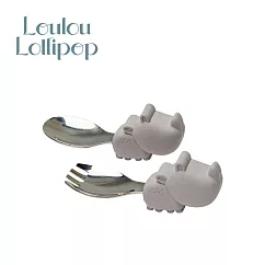 Loulou Lollipop 加拿大 動物造型 304不鏽鋼學習訓練叉匙組 ─ 害羞犀牛