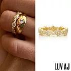 LUV AJ 好萊塢潮牌 蜂巢六角鑲鑽 古典金色戒指 HEX PAVE DISC RING 6號