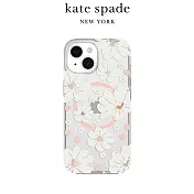 【kate spade】iPhone 15系列 MagSafe 精品手機殼 純白牡丹 iPhone 15