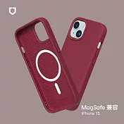 犀牛盾 iPhone 15 (6.1吋) SolidSuit (MagSafe 兼容) 防摔背蓋手機保護殼- 酒紅