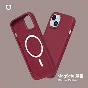 犀牛盾 iPhone 15 Plus (6.7吋) SolidSuit (MagSafe 兼容) 防摔背蓋手機保護殼- 酒紅