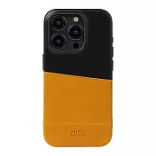 Alto Metro 插卡式皮革手機殼 iPhone 15 Pro - 焦糖棕/渡鴉黑