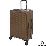 [Lamada 藍盾] 24吋前開式炫麗格紋系列行李箱/旅行箱(棕)