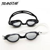 TRANSTAR 泳鏡 升級版抗UV塑鋼鏡片-防霧純矽膠 灰/白