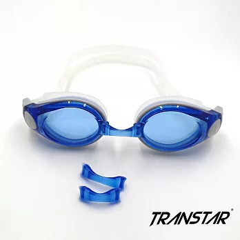 TRANSTAR 泳鏡 抗UV塑鋼防霧鏡片-按扣式可拆卸頭帶 藍色