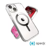 Speck iPhone 15 (6.1吋) Presidio Perfect-Clear MagSafe 銀色磁吸透明防摔殼