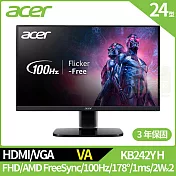 Acer KB242Y H 24型抗閃螢幕(VA,VGA,HDMI,2Wx2)