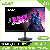 Acer XV272U RV 27型無反射面板電競螢幕(IPS,HDMI,DP,2Wx2)