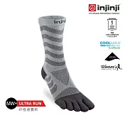 【injinji】女 Ultra Run終極系列五趾中筒襪 XS-S 石板灰