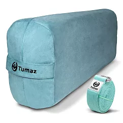 【Tumaz月熊健身】38D 麂皮細緻絨瑜珈枕 (附贈伸展帶)可拆式枕套 土耳其藍