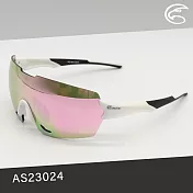 ADISI 太陽眼鏡 AS23024 / 城市綠洲 (墨鏡 抗UV 防紫外線) 白色框/橘片+紫玫瑰REVO鍍膜