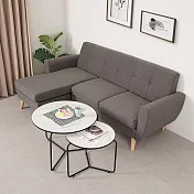 《Homelike》德姆斯沙發茶几三件組(二色) 布沙發 L型沙發 圓桌- 大理石紋