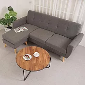 《Homelike》德姆斯沙發茶几二件組(二色) 布沙發 L型沙發 圓桌- 柚木紋