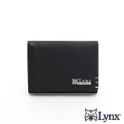 Lynx - 美國山貓進口牛皮超設計感荔枝紋2卡名片夾 黑色