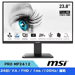 MSI微星 24吋 PRO MP2412 FHD美型平面螢幕