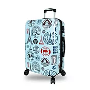 DF travel - 環遊世界系列TSA海關密碼鎖20吋PC行李箱-共3色 藍色