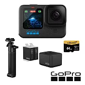【GoPro】HERO 12 三向自拍套組 (HERO12單機+三向多功能自拍桿2.0+Enduro雙座充+雙電池+64G記憶卡) 正成公司貨