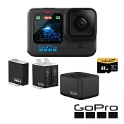 【GoPro】HERO 12 超級電量套組 (HERO12單機+Enduro雙電池充電器+電池+Enduro原廠充電電池+64G記憶卡) 正成公司貨