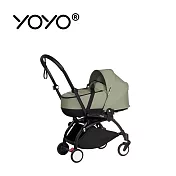 Babyzen 法國 YOYO Bassinet 0+新生兒睡籃推車(含車架) - 黑色車架+橄欖綠睡籃