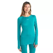 【紐西蘭icebreaker】女 ZoneKnit™ Cool-Lite™ 網眼透氣圓領長袖上衣-BF150- L 湖水綠/灰白