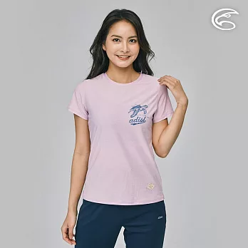 ADISI 女浪花洞洞短袖圓領透氣圖T AL2311015 (S-2XL)｜輕量 吸濕排汗 快乾 透氣網洞 彈性柔軟 排汗衣 S 翻糖粉