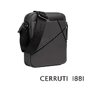 【Cerruti 1881】限量2折 義大利頂級小牛皮側背包肩背包 全新專櫃展示品(灰色 CEBO06256M)