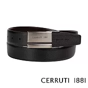 【Cerruti 1881】限量3折 義大利頂級小牛皮皮帶 全新專櫃展示品 CECT06373M(黑色 附送禮提袋)
