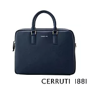 【Cerruti 1881】限量2折 義大利頂級小牛皮公事包/斜背包 全新專櫃展示品(深藍色 CECA04466S)
