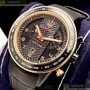 MASERATI瑪莎拉蒂精品錶,編號：R8873610003,46mm圓形玫瑰金精鋼錶殼黑色錶盤真皮皮革深黑色錶帶