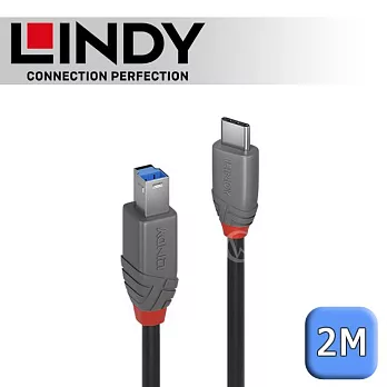 LINDY 林帝 ANTHRA USB3.2 Gen1 Type-C/公 to Type-B/公 傳輸線 2m (36667)
