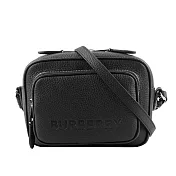 BURBERRY Logo 壓印牛皮口袋小款相機包 (黑色)
