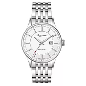 RHYTHM 麗聲 時尚紳士商務簡約款不鏽鋼光動能手錶-ES1404 銀框白底