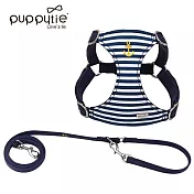 puppytie XS 海軍風 海軍藍 寵物胸背帶+牽繩 | 狗狗胸背 狗牽繩 貓胸背 貓牽繩 防暴衝胸背帶