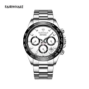 Mark Fairwhale 馬克菲爾 賽車風格三針三眼計時日期顯示錶-5030(競速跑車賽車錶) 雪藏白