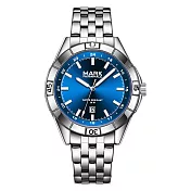 Mark Fairwhale 馬克菲爾 三針夜光低調奢華優雅經典腕錶-5810(三針設計跑車日期顯示) 皇家藍