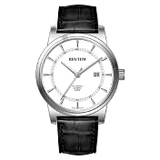 RHYTHM 麗聲 極簡設計簡約乾淨日期顯示皮革手錶-GS1601 白色款