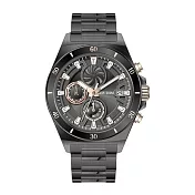 RHYTHM 麗聲 炫渦造型閃耀時尚雙眼不鏽鋼手錶-大錶款S1404 白金黑