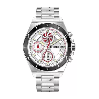 RHYTHM 麗聲 炫渦造型閃耀時尚雙眼不鏽鋼手錶-小錶款S1405 雪藏白