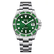 BEXEI 貝克斯 運動潛水鑽圈夜光不鏽鋼自動機械錶-9173 渾沌綠
